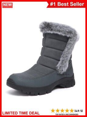 Waterproof Insulated Womens Snow Boots Warm Winter Boots Faux Suede